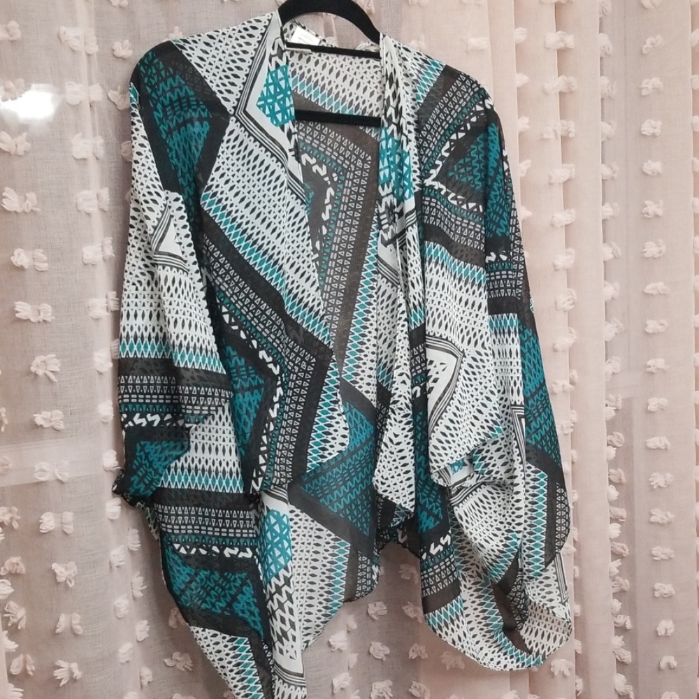Black and teal pattern cover up